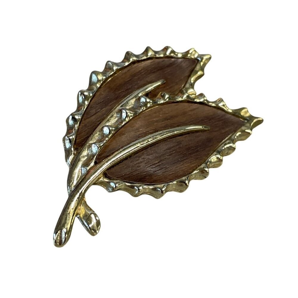Sarah Coventry Brooch Pin Gold Brown Leaf Fall Wardrobe Vintage‎ MCM